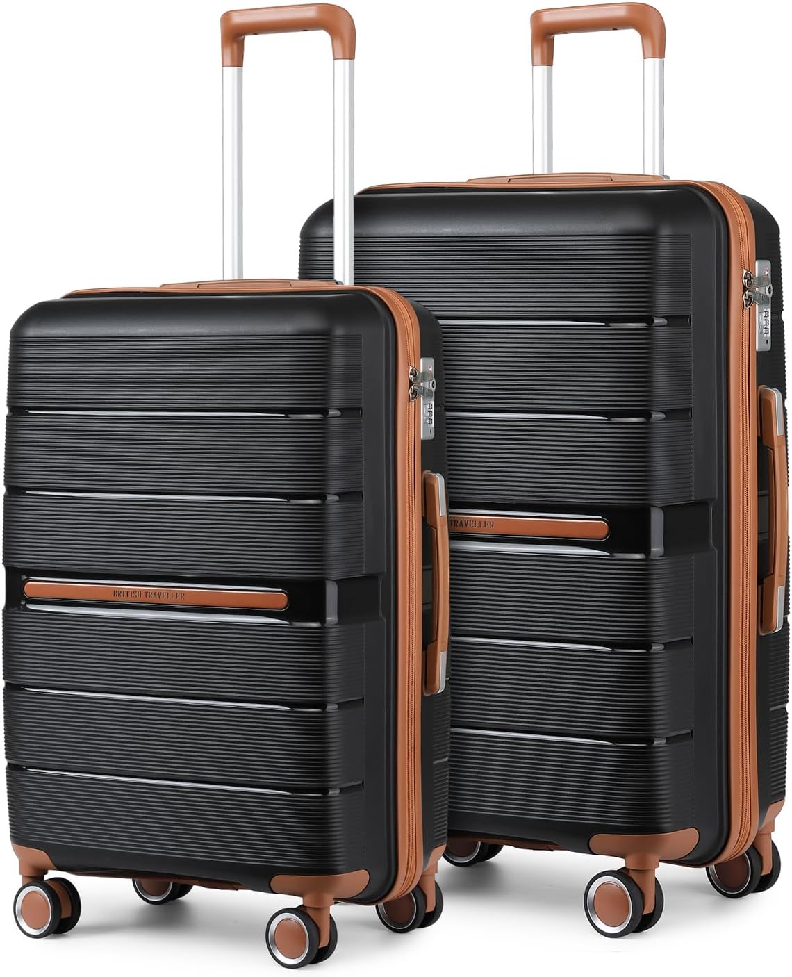 2-teiliges Reisekofferset, Schwarz 24 inch+28 inch