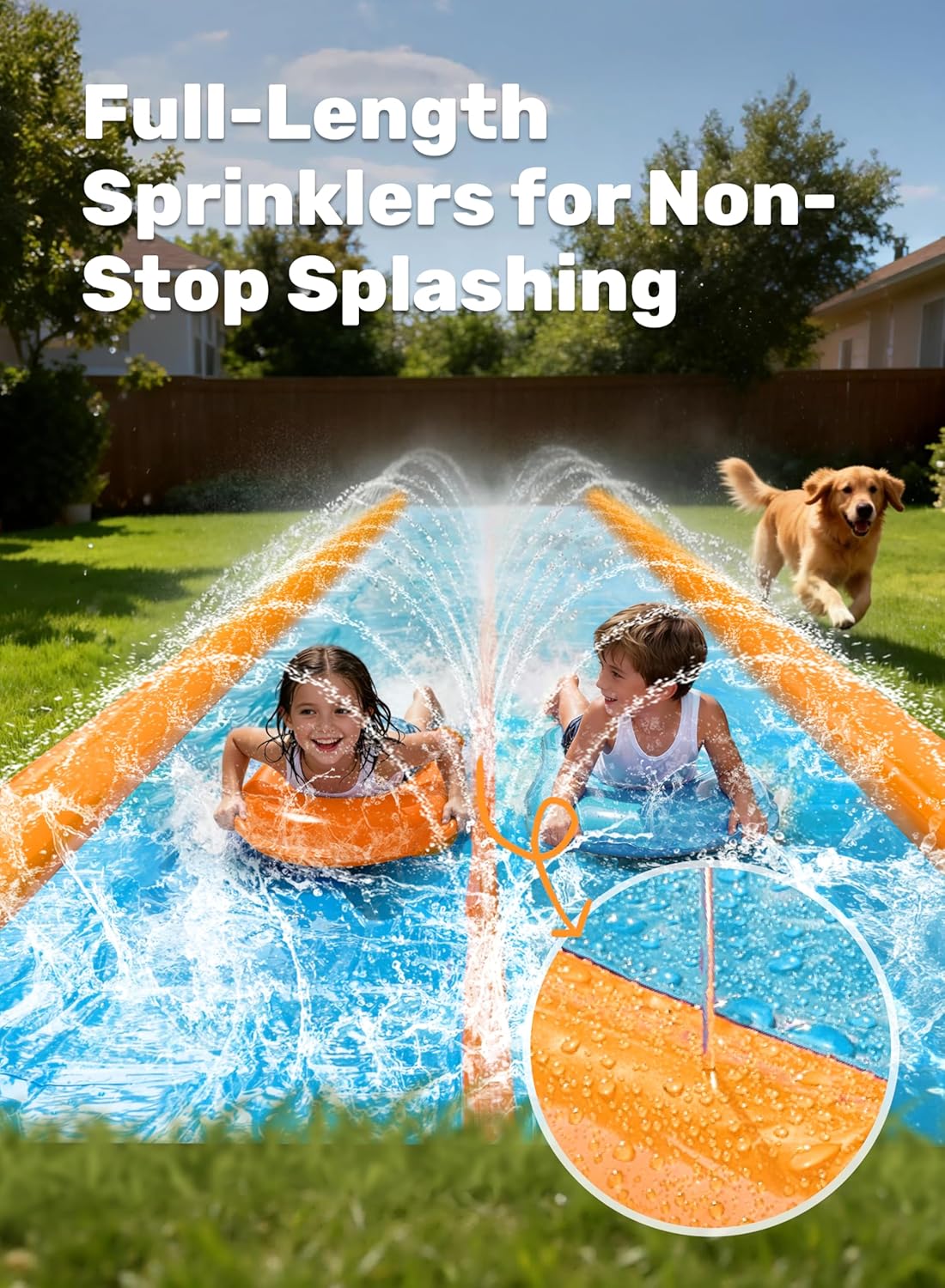 Doppel-Wasserrutsche mit Sprinkler