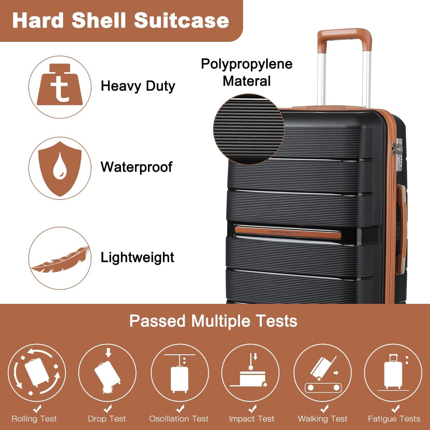 2-teiliges Reisekofferset, Schwarz 24 inch+28 inch