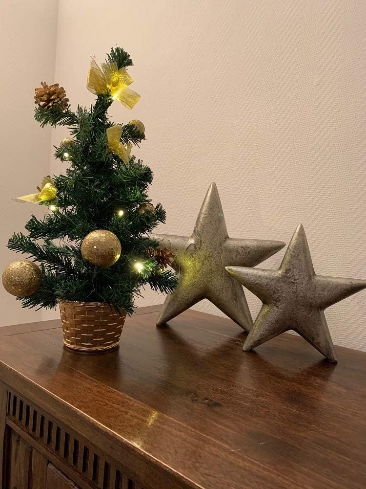 Geschmückter Weihnachtsbaum 50cm mit Lichterkette, Gold