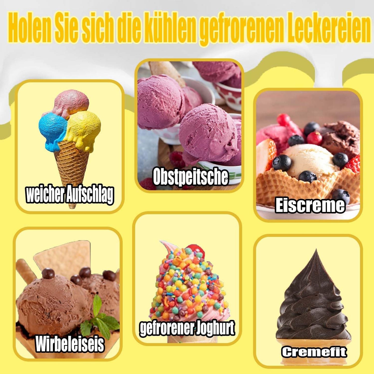 4-teiliges Eisbehälter-Set für Ninja Swirl Creami Serie NC701 & NC700, mit Eislöffel