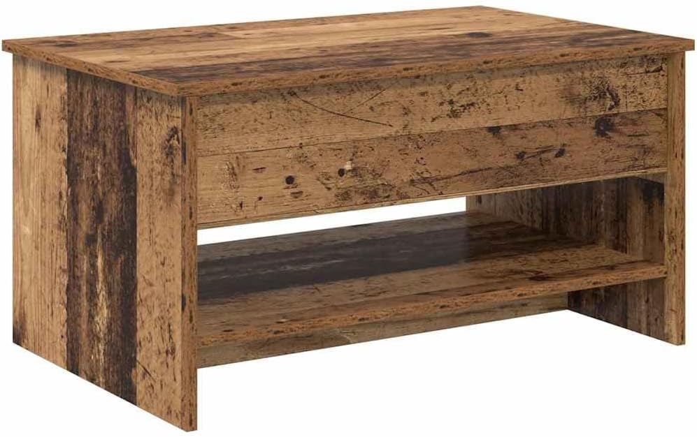 Moderner Couchtisch mit klappbarem Deckel, Altholz 80 x 50.5 x 41.5 cm