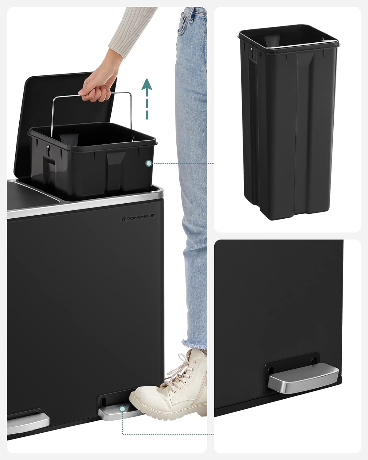 Mülltrennsystem, Tintenschwarz ; 2 x 24 L