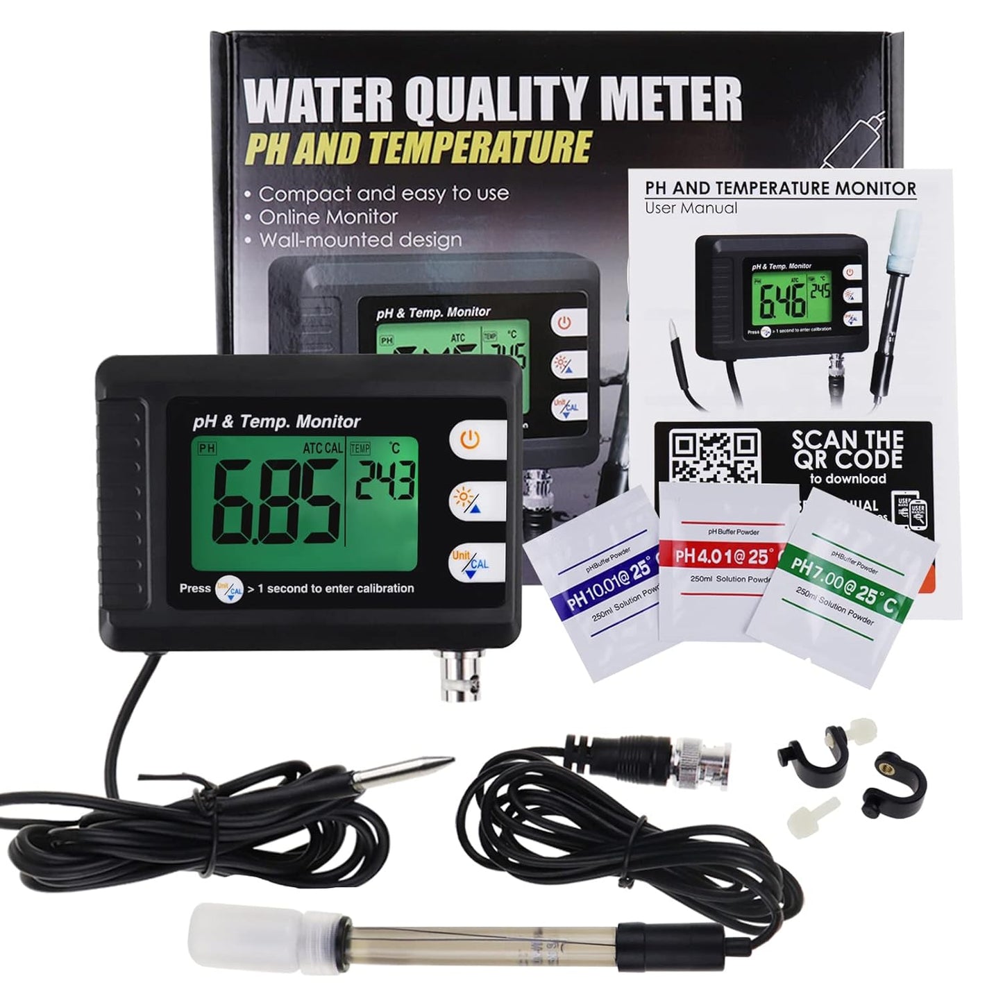 pH & Temperatur-Monitor mit ATC und Auto-Kalibrierung, Ph & Temp Monitor