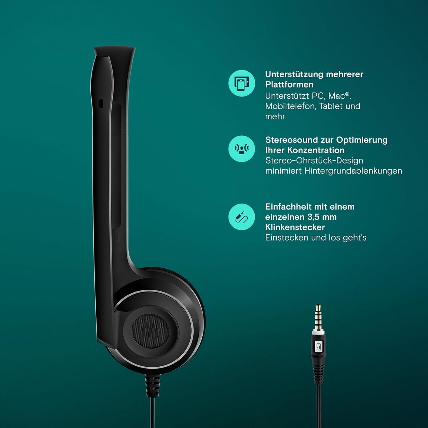 PC5 Chat On-Ear-Headset mit Mikrofon, PC 5 3,5mm