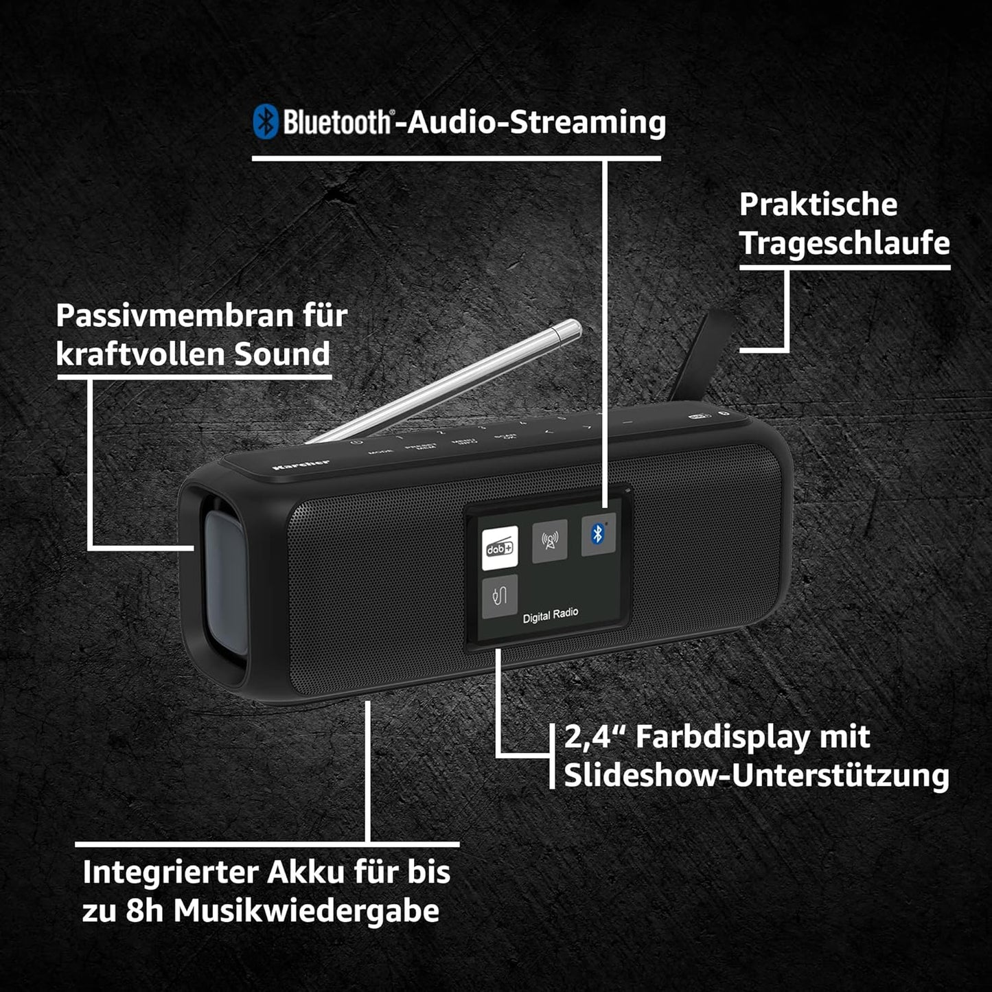 DAB Go - Tragbarer Bluetooth Lautsprecher & Digitalradio, Lautsprecher