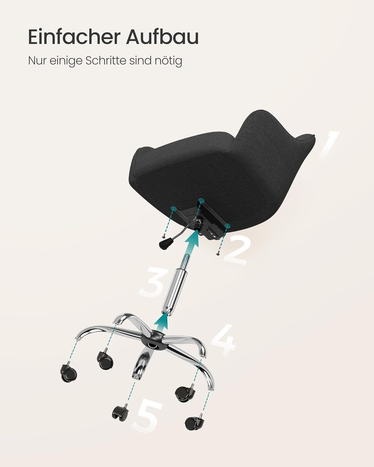 Homeoffice Drehstuhl, Schwarz Baumwollmischung