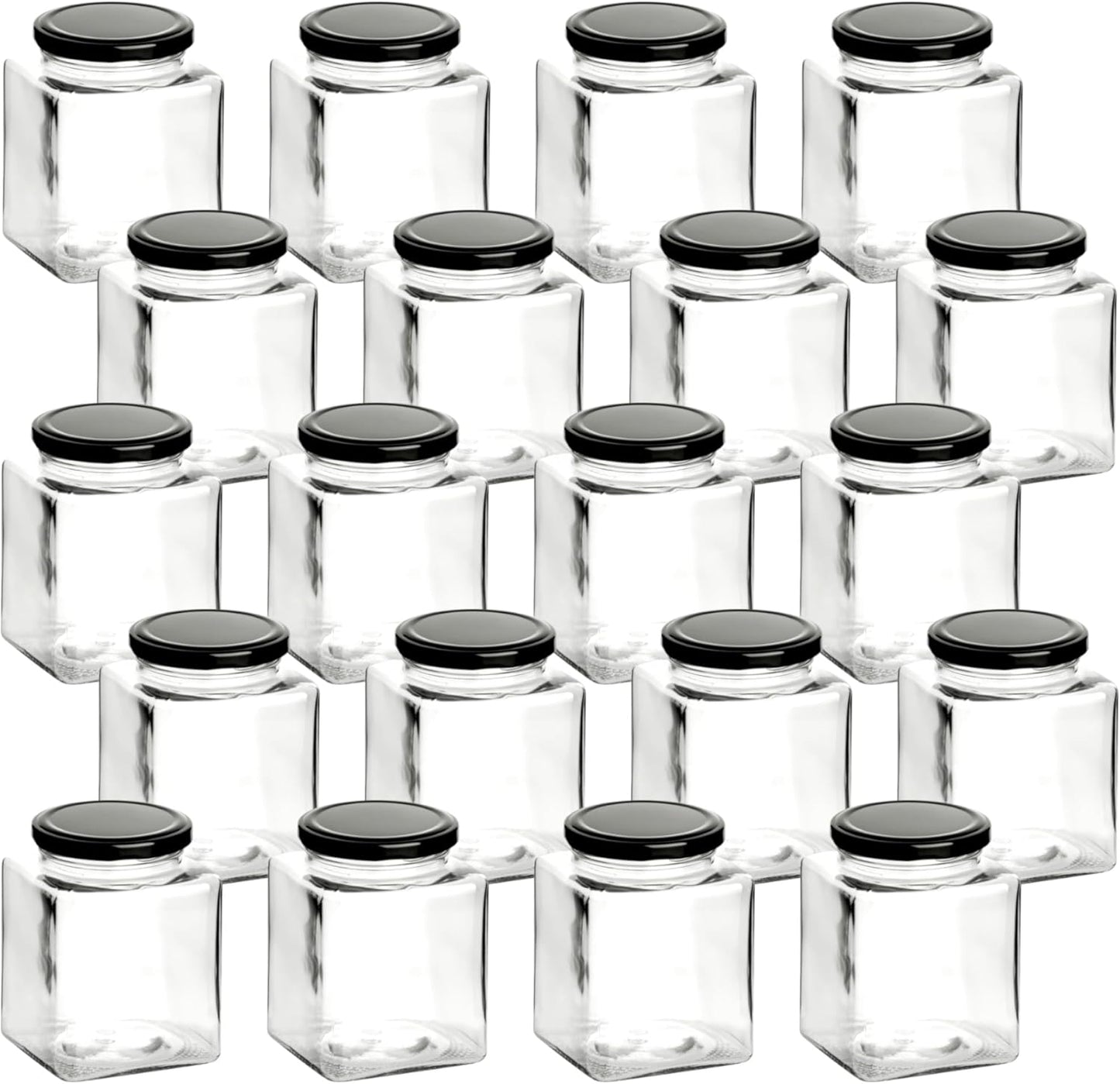 20er-Set Vorratsgläser, 500 ml, Schwarz-500ml 20 Stück