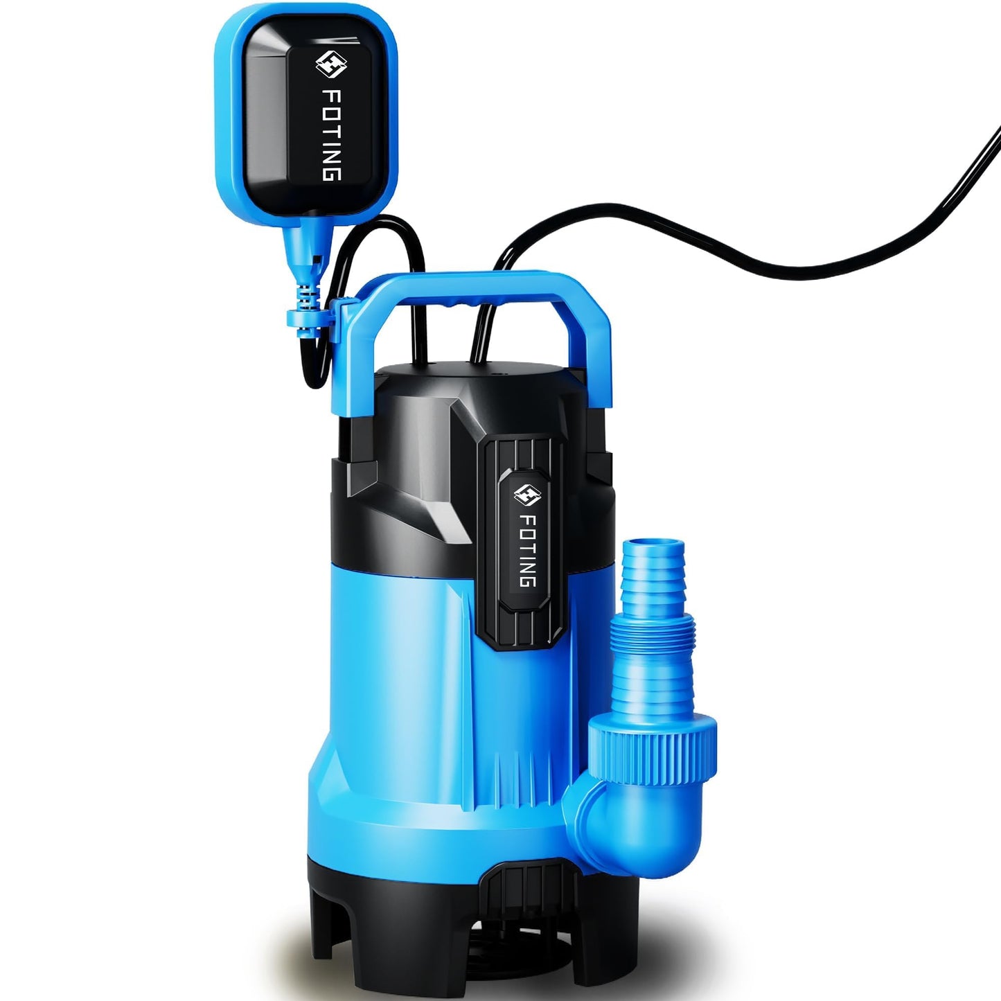 Schmutzwassertauchpumpe mit Schwimmerschalter, Blau + Schwarz