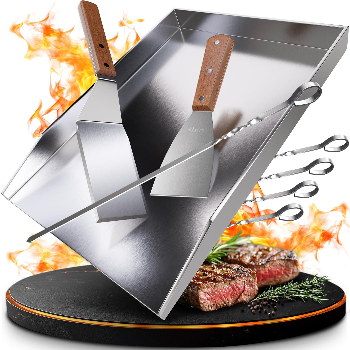 Grillplatte mit Zubehör, 35 x 25 cm