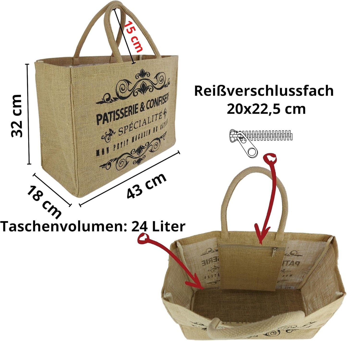 Jute Shopper - Einkaufstasche, Beige