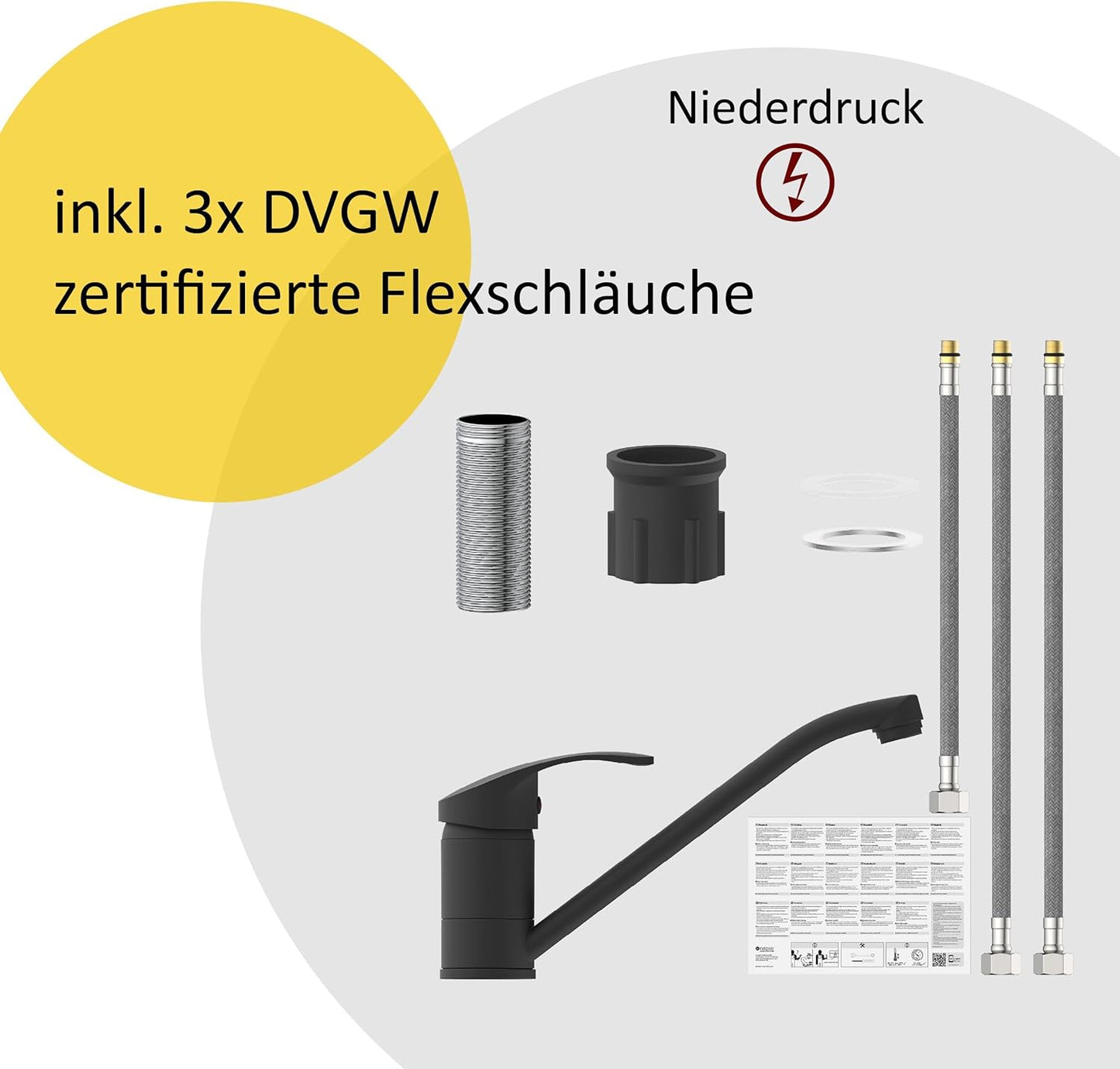 Küchenarmatur K1, Schwarz Matt|Niederdruck