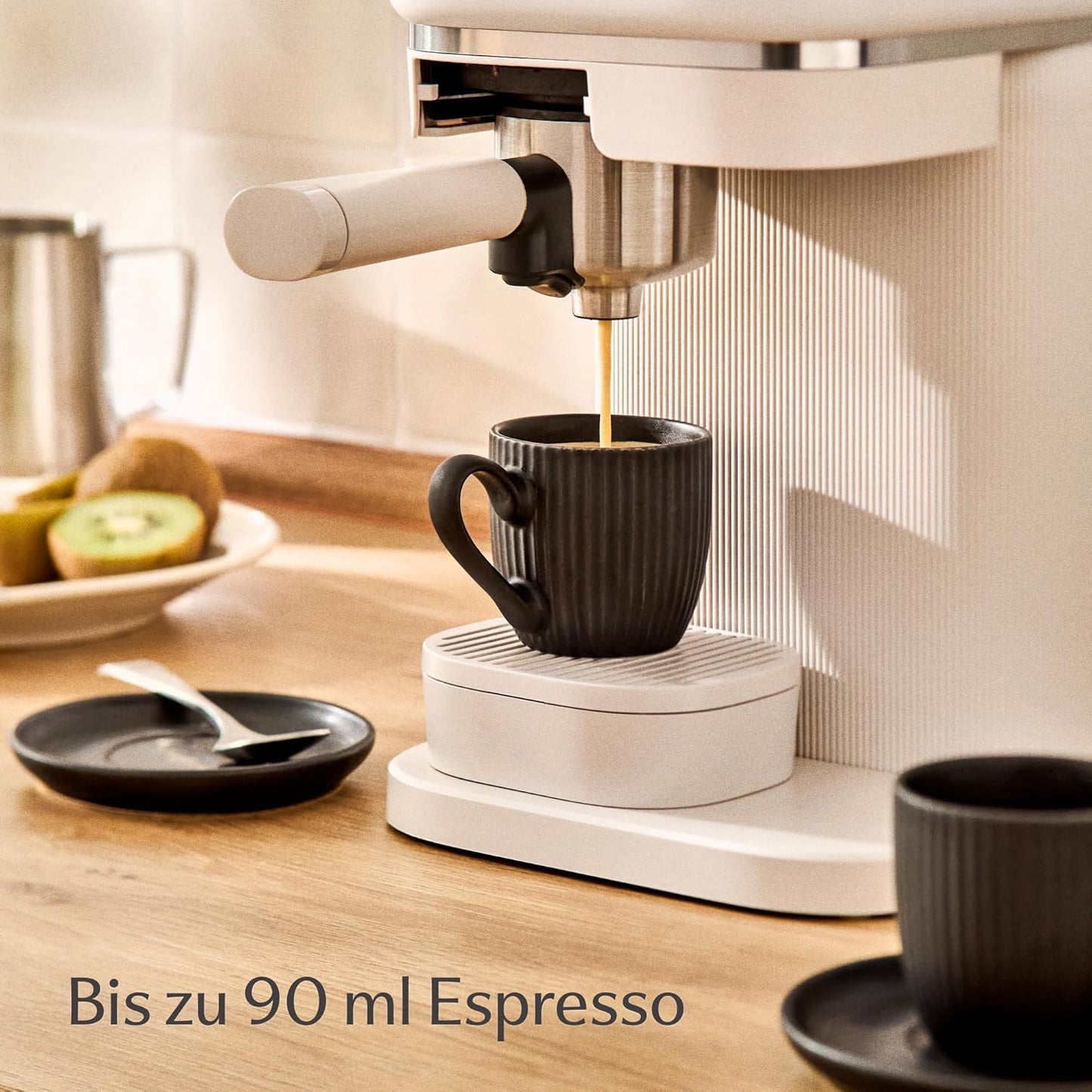 6er-Set Espressotassen mit Untertassen, Schwarz Espresso 90 ml