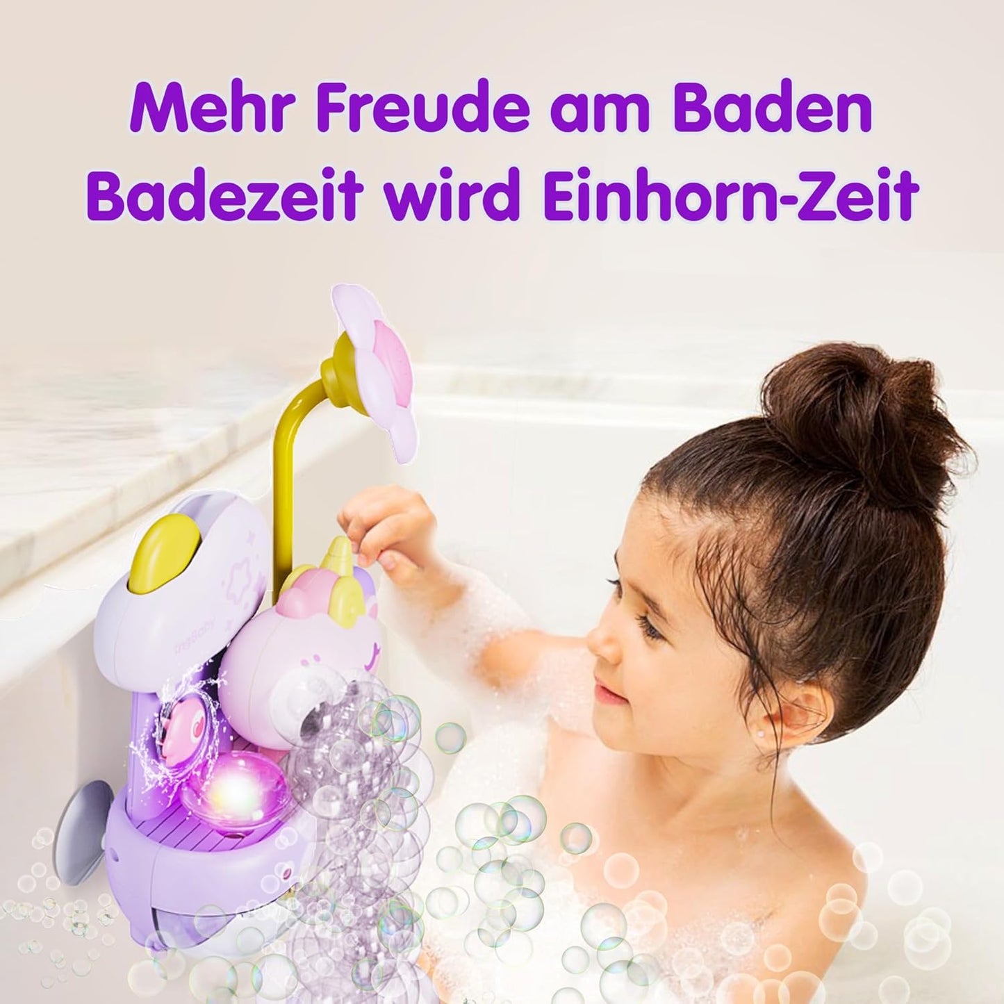 Schaum-Einhorn Badespielzeug mit Seifenblasen