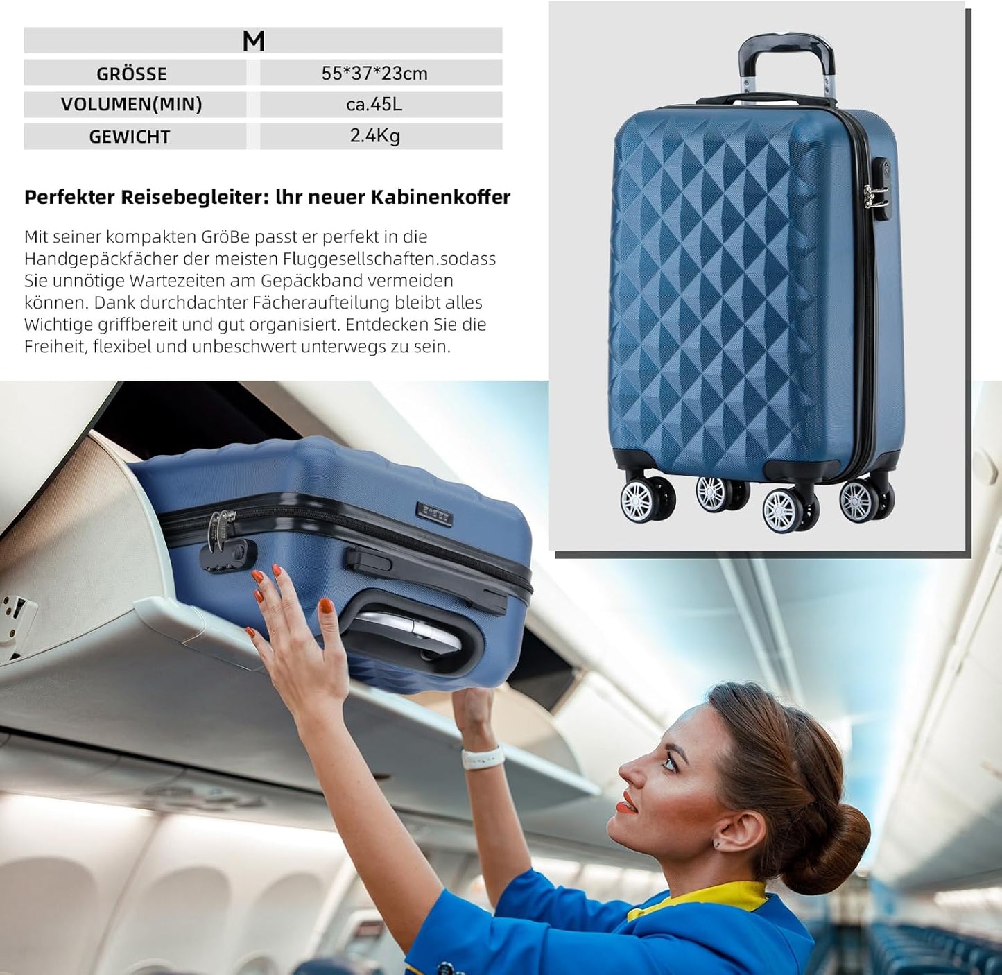 Hartschalen-Trolley, Blau M