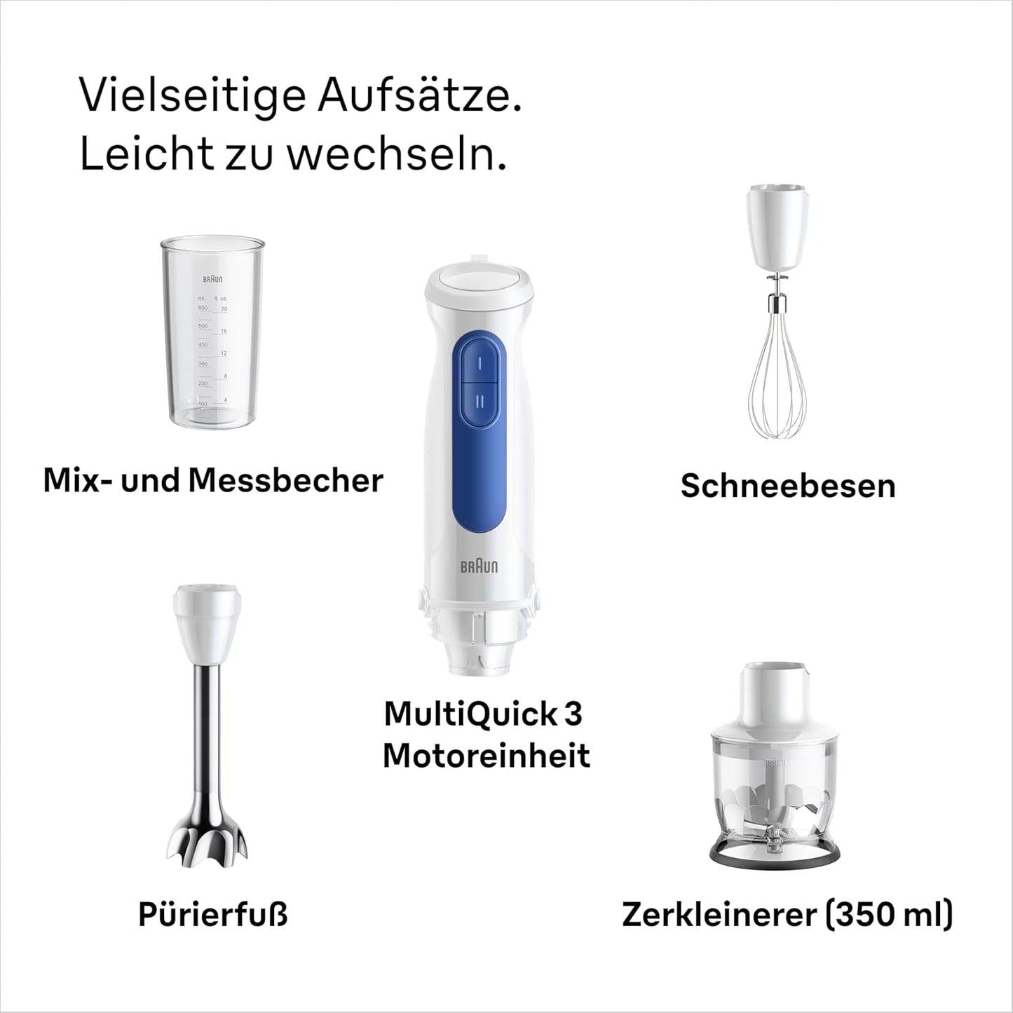 MQ30202MWH Stabmixer Serie 3, Version 2025 - 3-teiliges Zubehör-Set