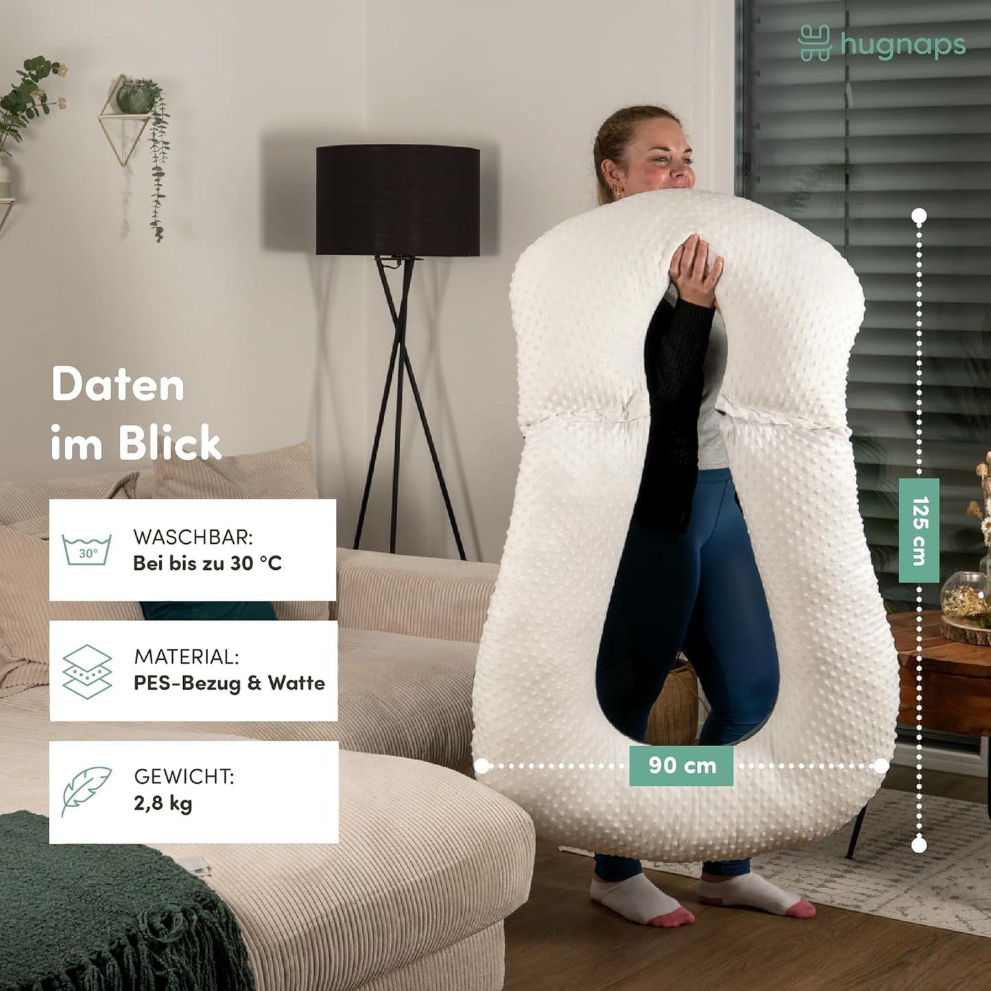 Lesekissen für Bett und Sofa, Noppen Weiß/Dunkelgrau