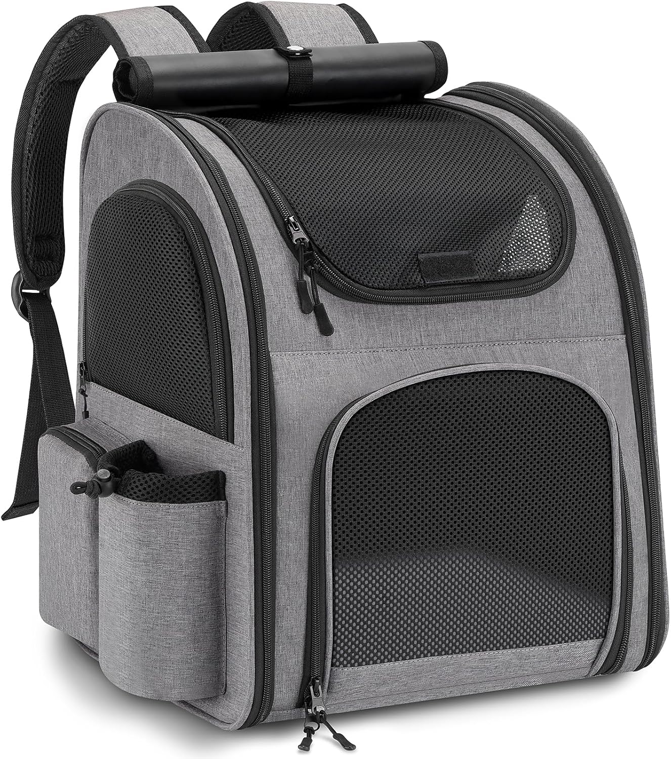 Haustier Rucksack mit Netzfenster, Grau
