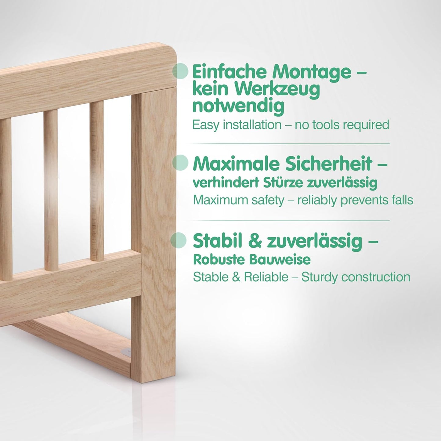 Kinder Bettgitter klappbarer Rausfallschutz 115x40 cm, 115 x 40 x 5 cm Natur