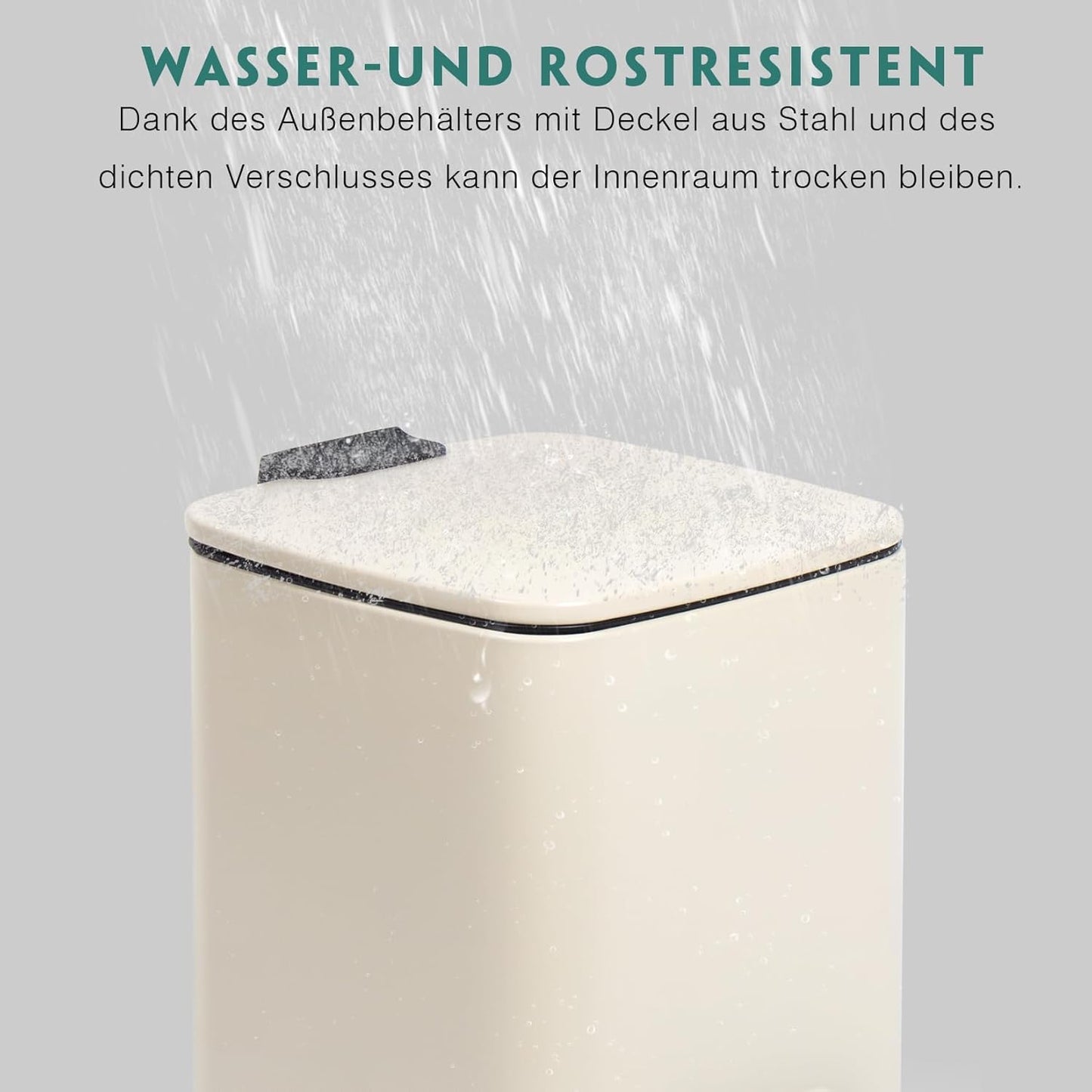 Tretmülleimer mit Soft-Close-Deckel, (6L) 24 x 19,5 x 25 cm Beige