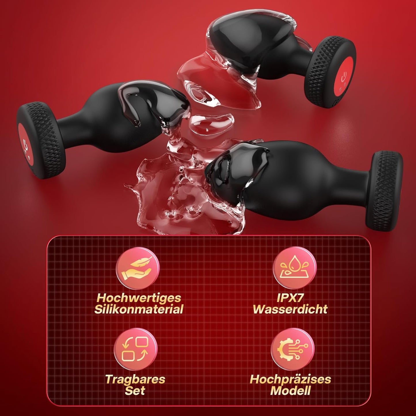 3er-Set Analplugs mit Vibrationen, Fernbedienung und Analdusche