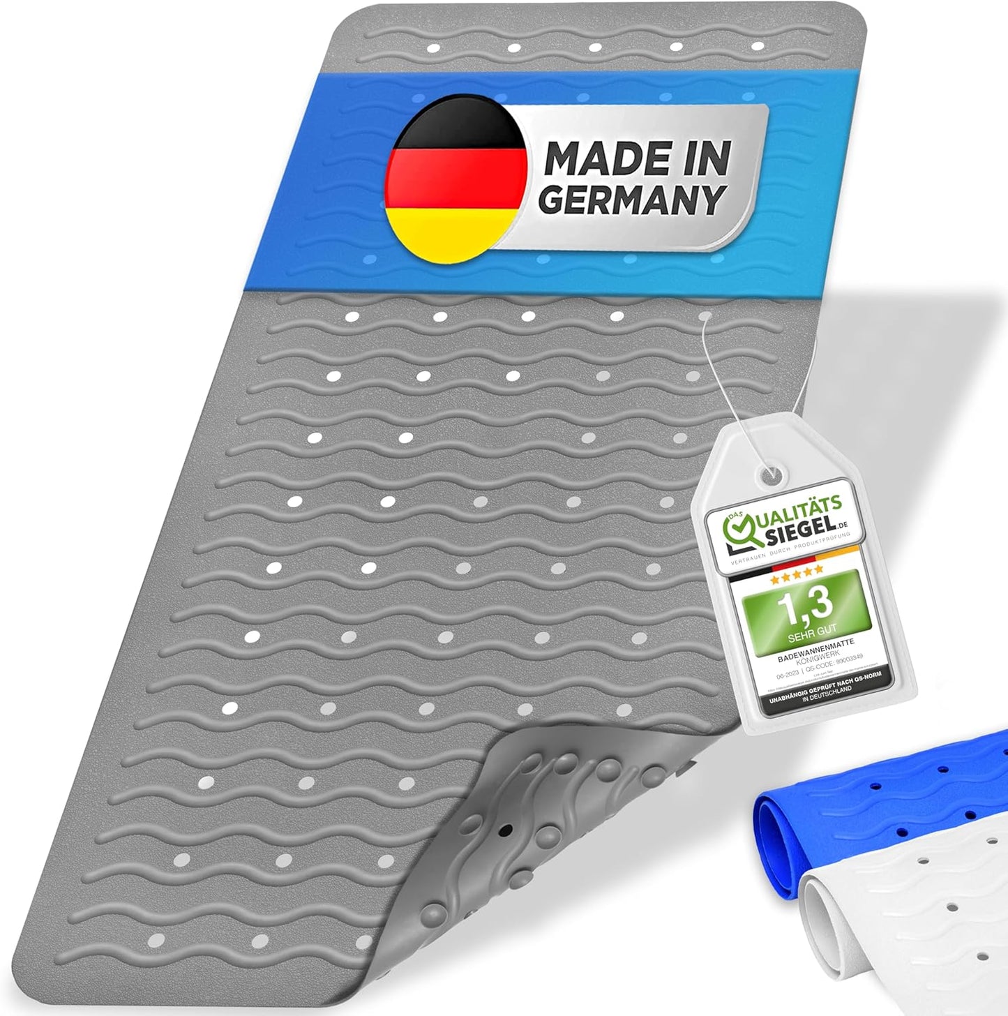 Rutschfeste Badewannenmatte, Grau