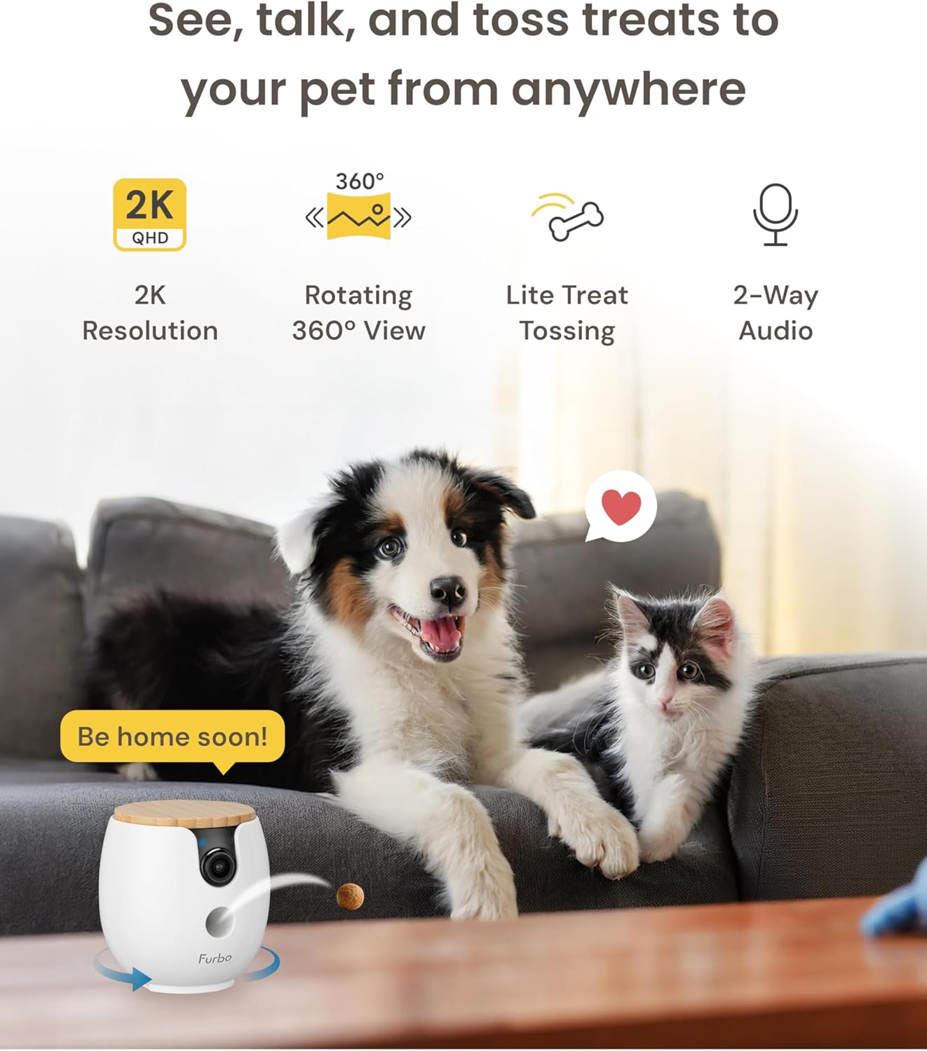 Mini 360 Pet Kamera mit Leckerliausgabe & App-Steuerung, Mini 360 Kamera - Abo optional