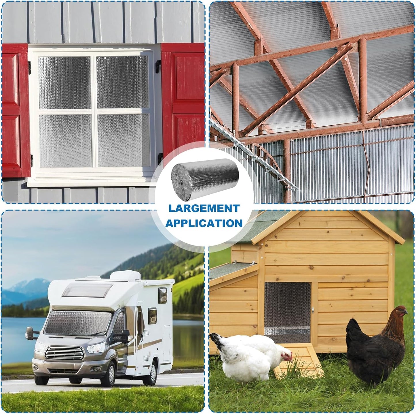 Dämmfolie Alu-Luftpolster Dachisolierung, Aluminisierte/Einzelne Blase 1.0x15m - 15㎡