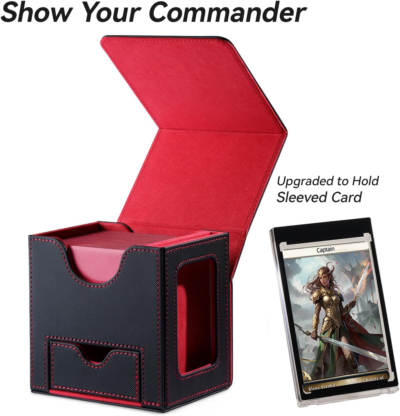 Commander Deck Box mit Würfelablage, 2. Ambition (Schwarz/Rot)