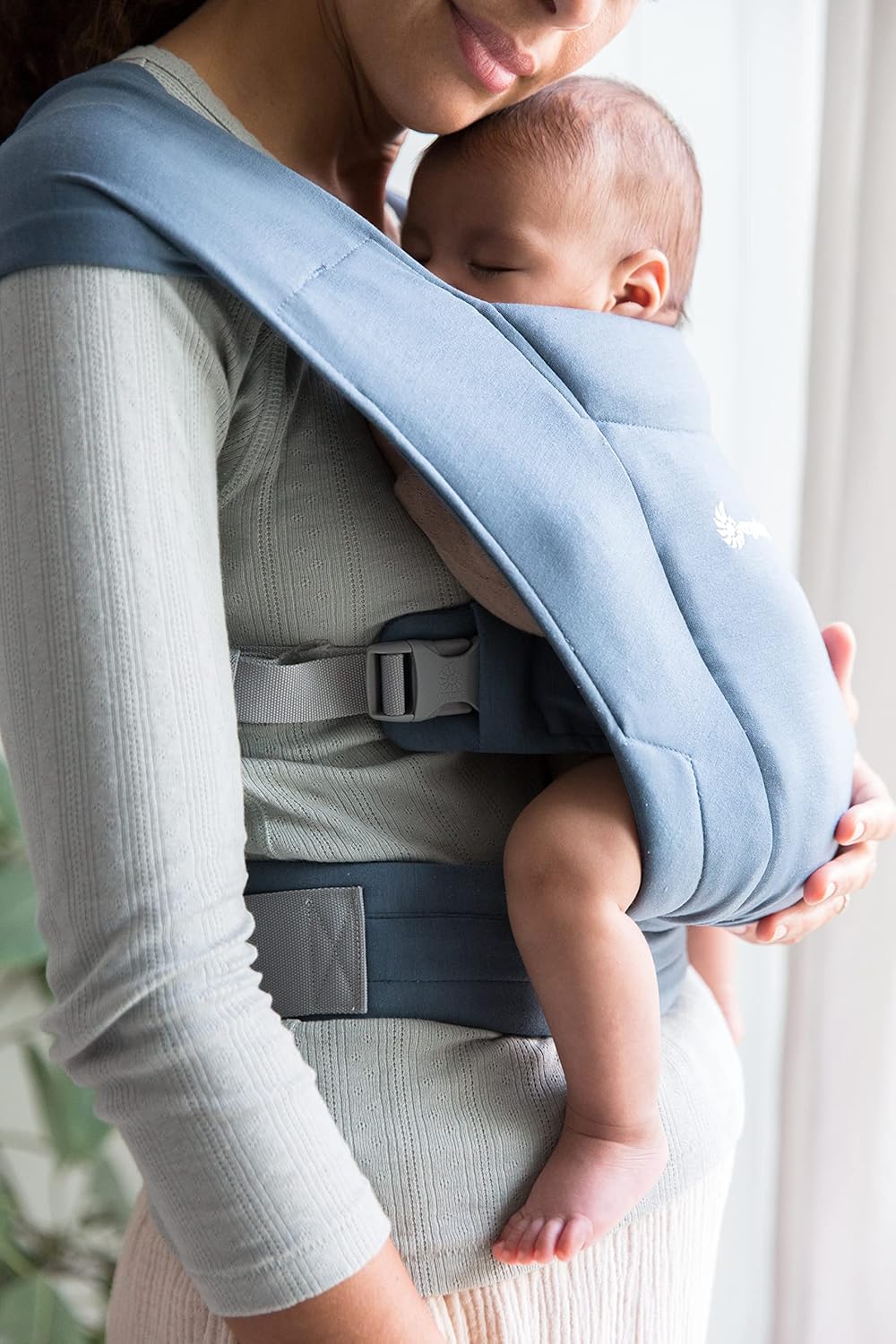 Ergonomische Babytrage für Neugeborene, Oxford-Blau Soft Knit