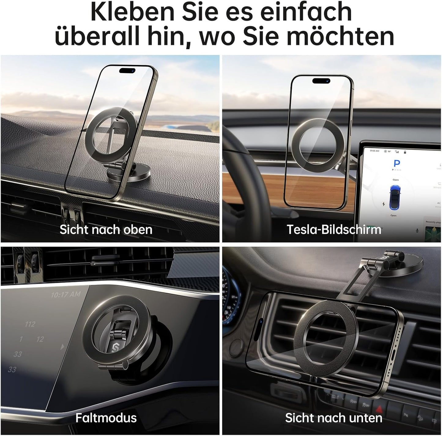 Magnetische Handyhalterung für Auto (360° drehbar), Titanschwarz