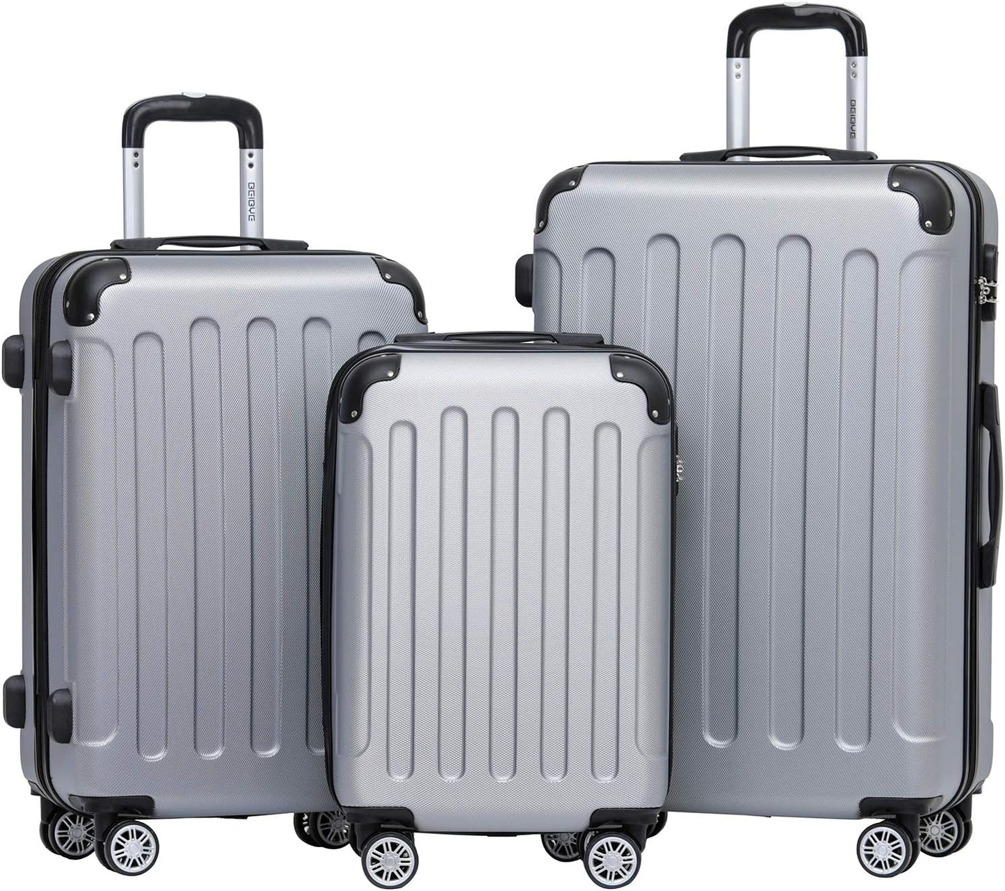 3-teiliges Hartschalenkoffer-Set mit Zahlenschloss, Silver Koffer-Set