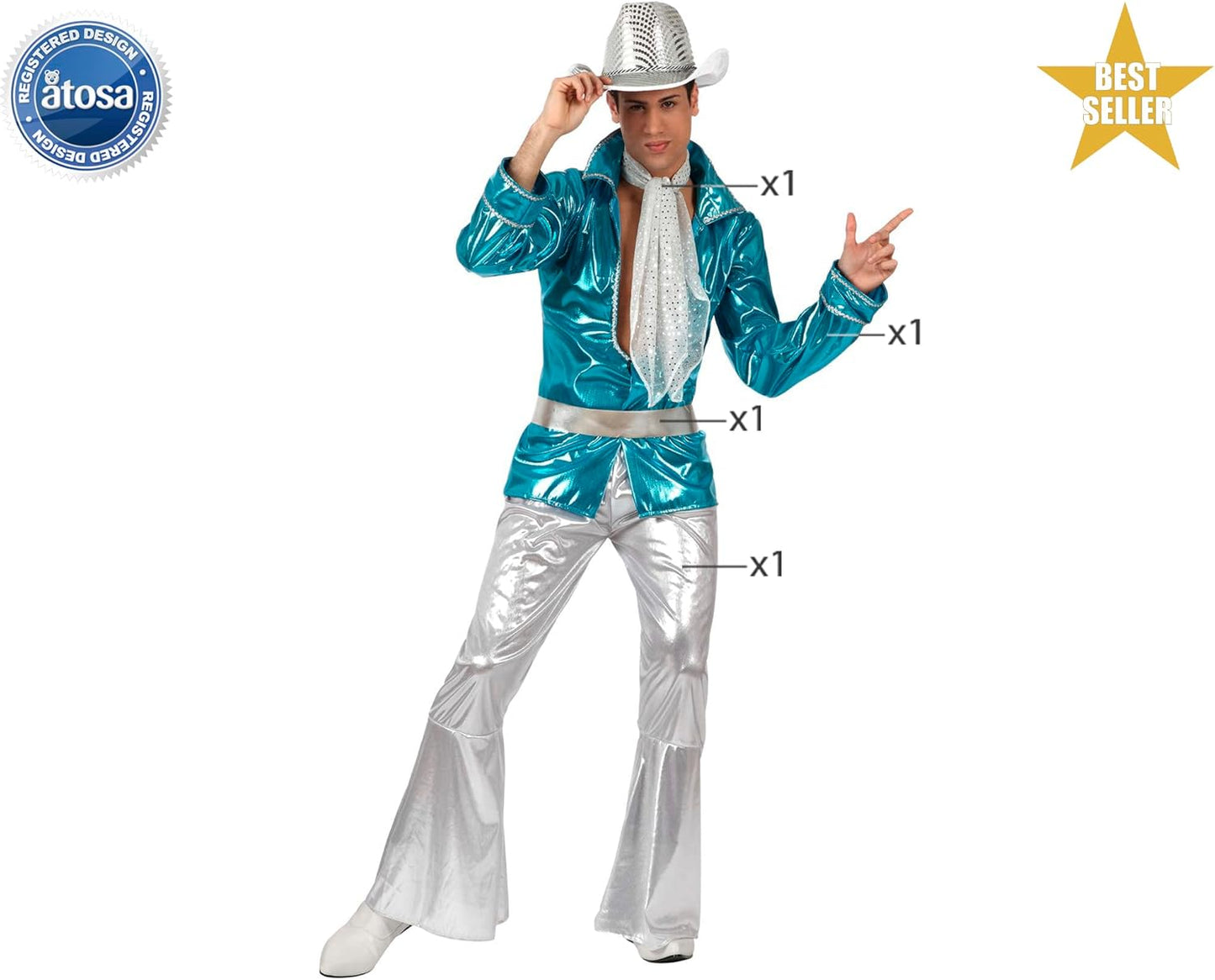 Disco-Kostüm für Herren, XS-S