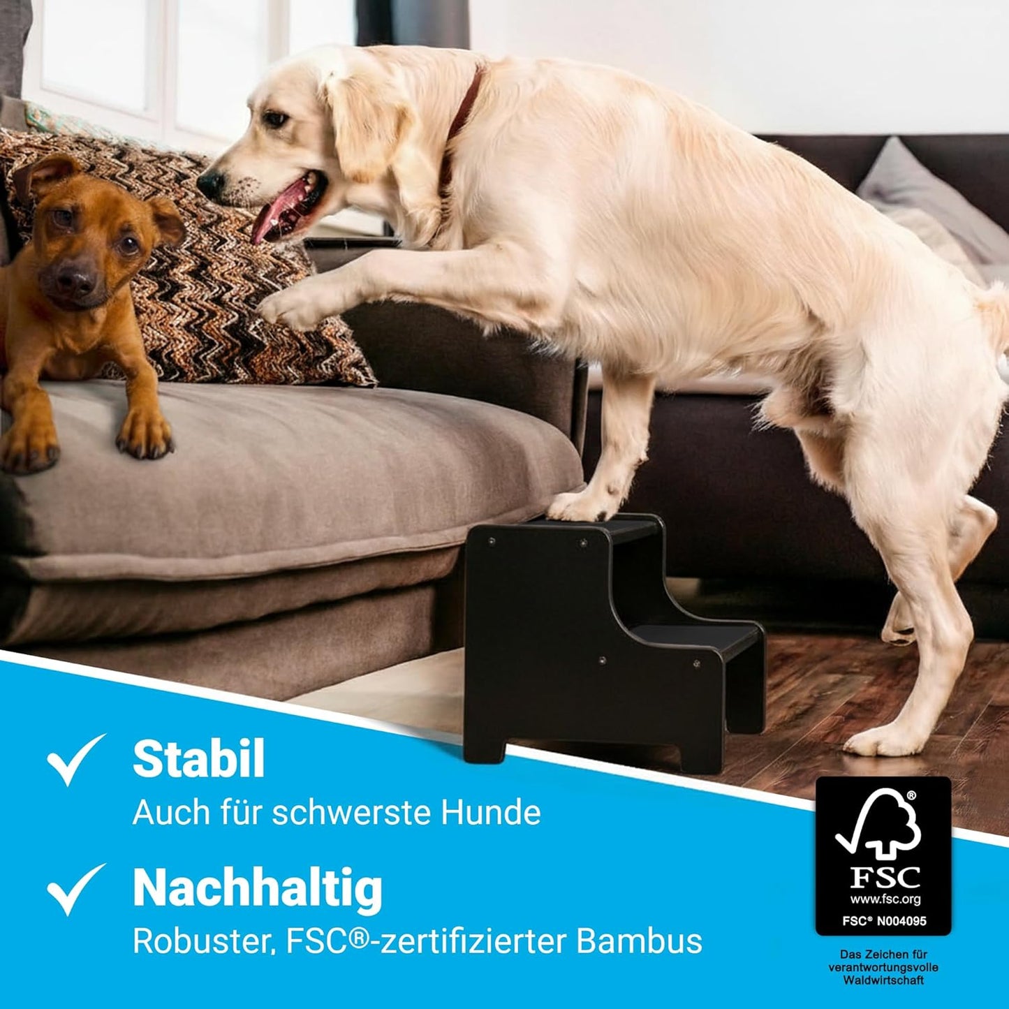 Haustiertreppe, 2 Stufen schwarz