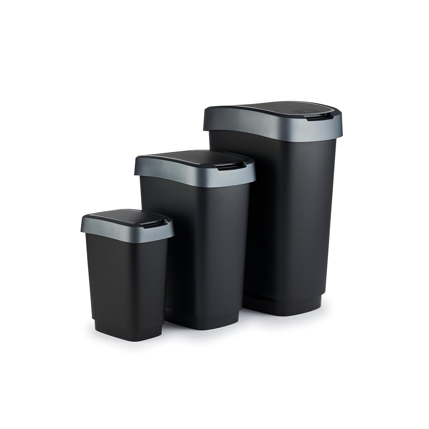 3er Twist Mülleimer-Set mit Klappdeckel