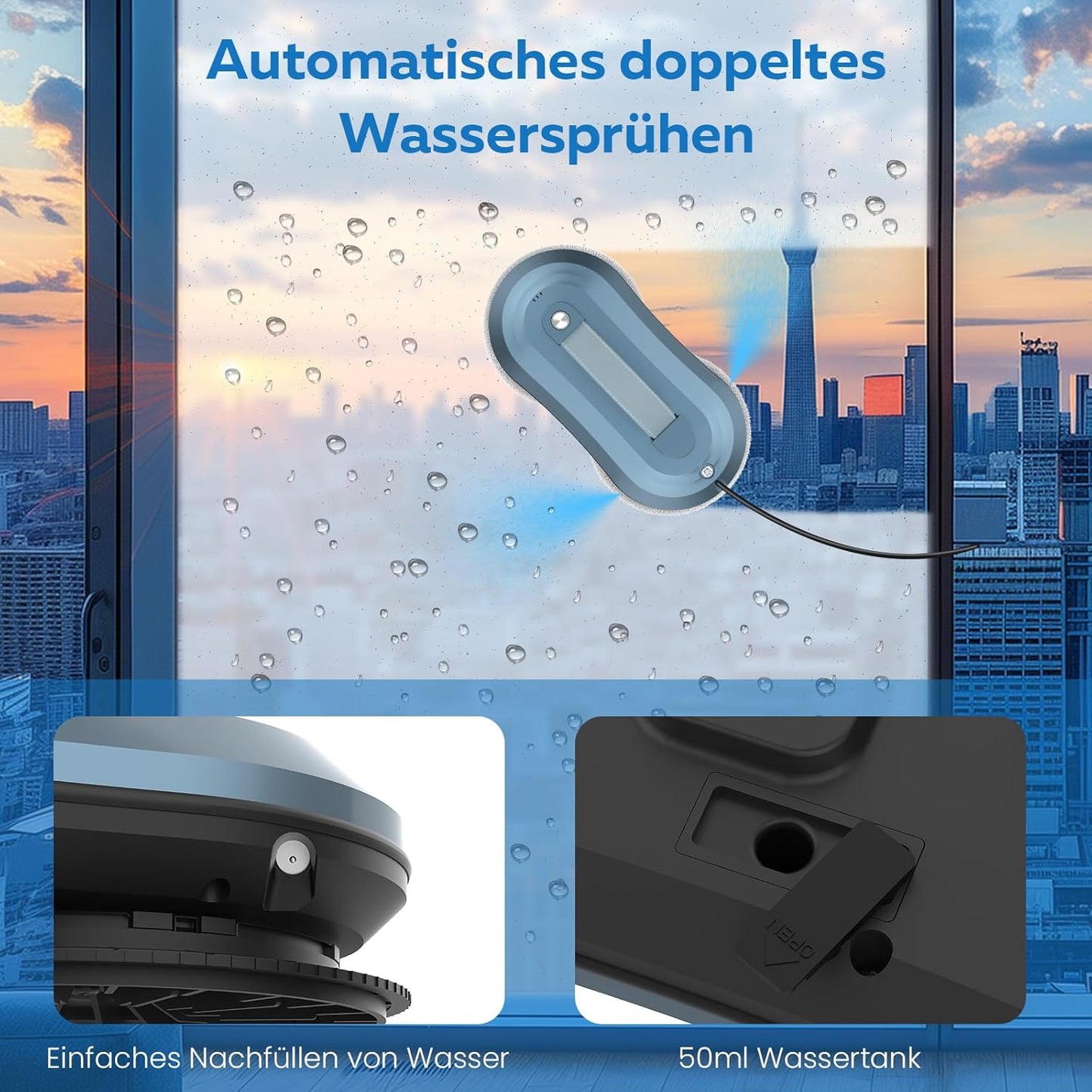 Fensterputzroboter W30D mit Sprühfunktion