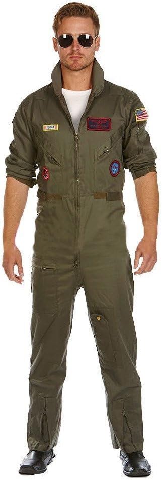 Piloten-Overall Jetpilot Kostüm inkl. Brille, Lang - XXL Grün