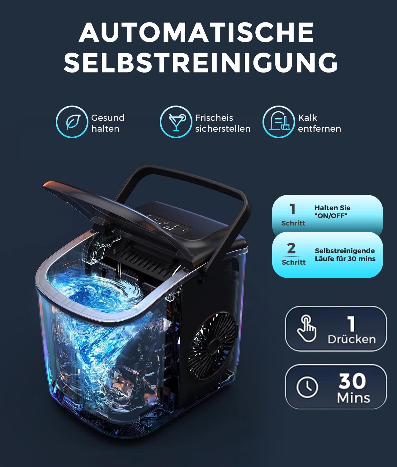 Selbstreinigende Eiswürfelmaschine