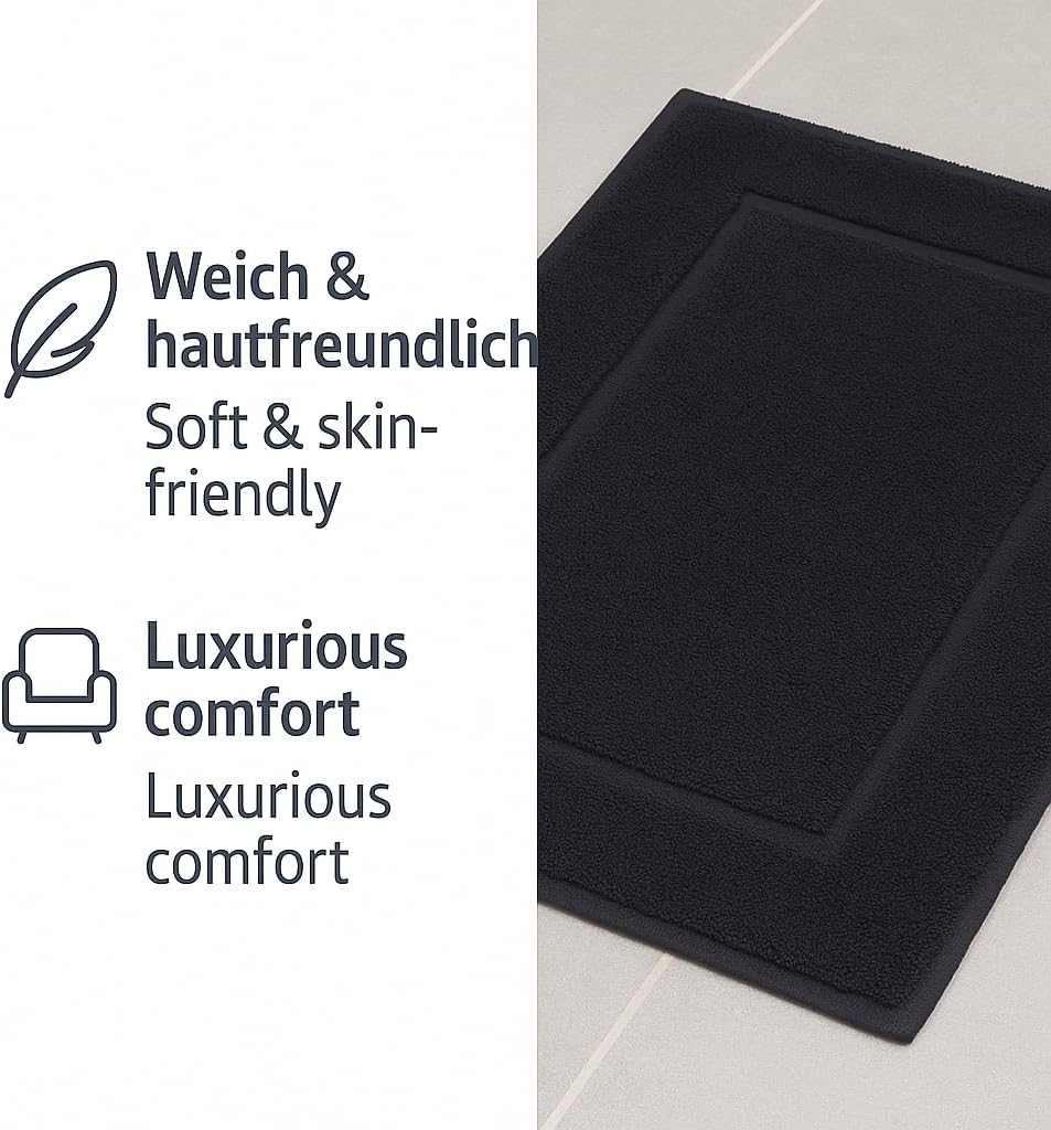 10er-Set Badvorleger, 50x70 cm, 10x Badvorleger Schwarz