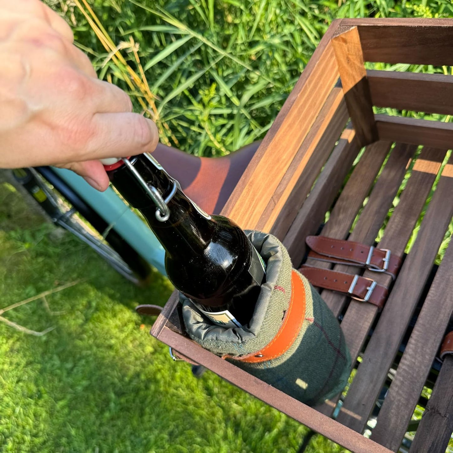Velokiste mit Picknickdecke, Braun
