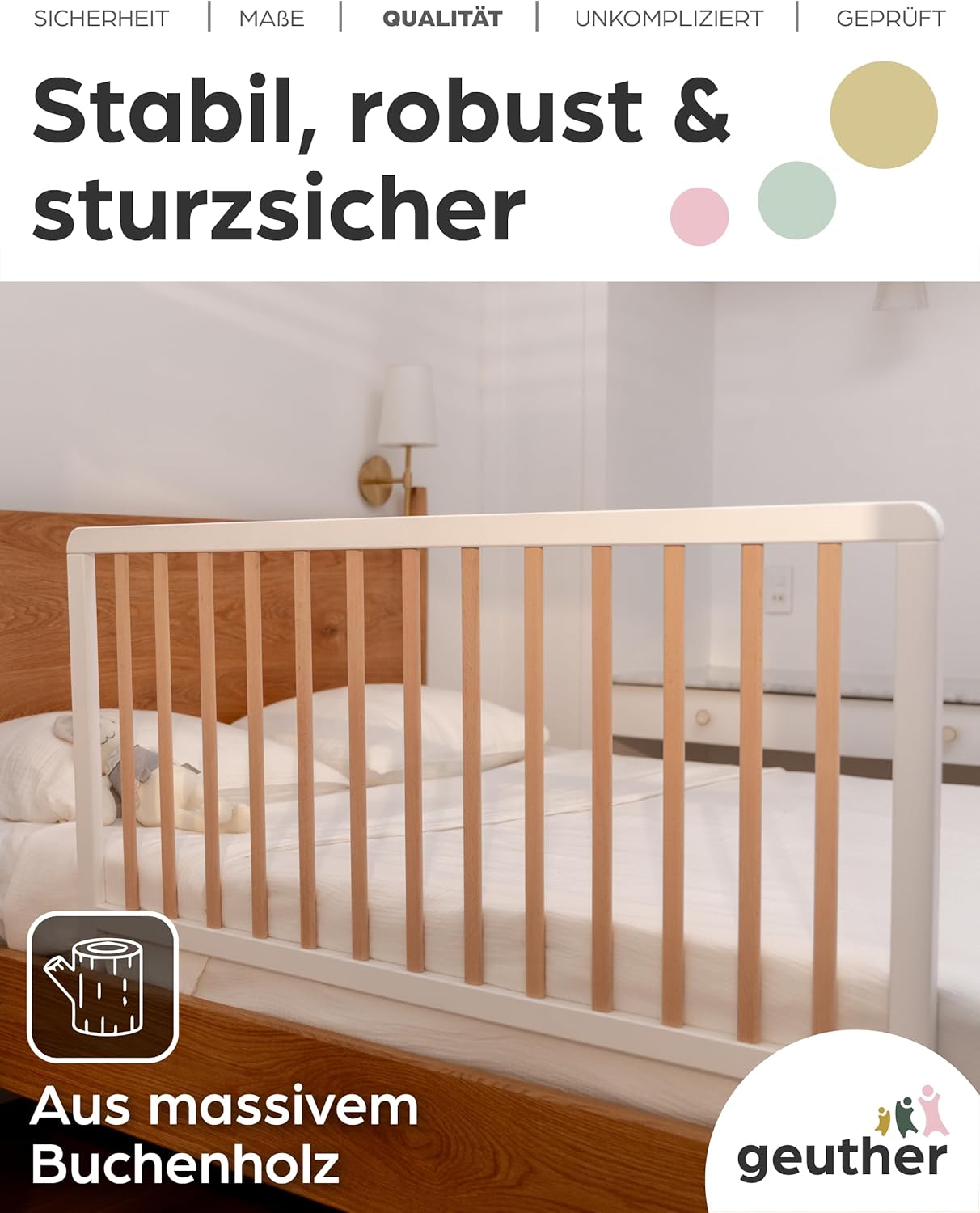 Bettschutzgitter für Kinderbett, 110 cm - Extra hoch: 60 cm