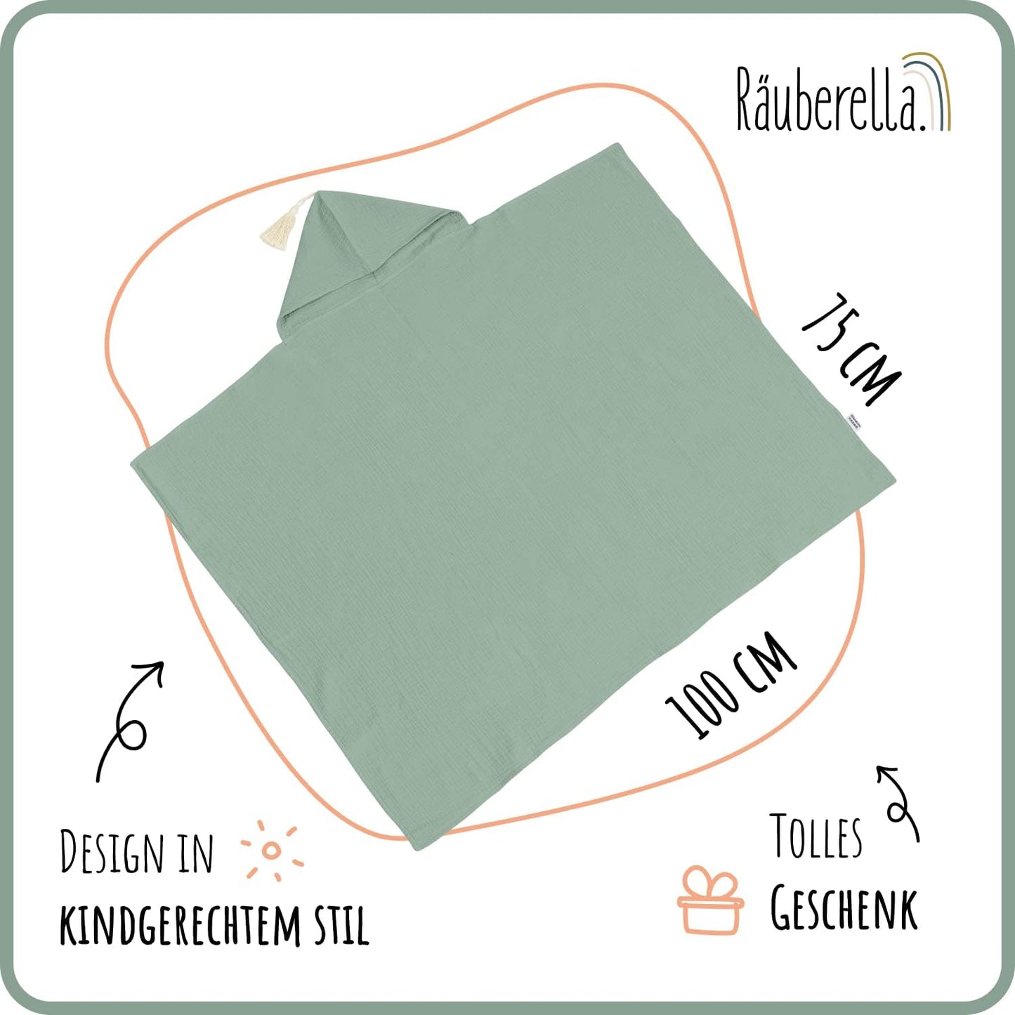 Kapuzenhandtuch-Baby aus Bio-Baumwolle (75x100cm), Mint-grün