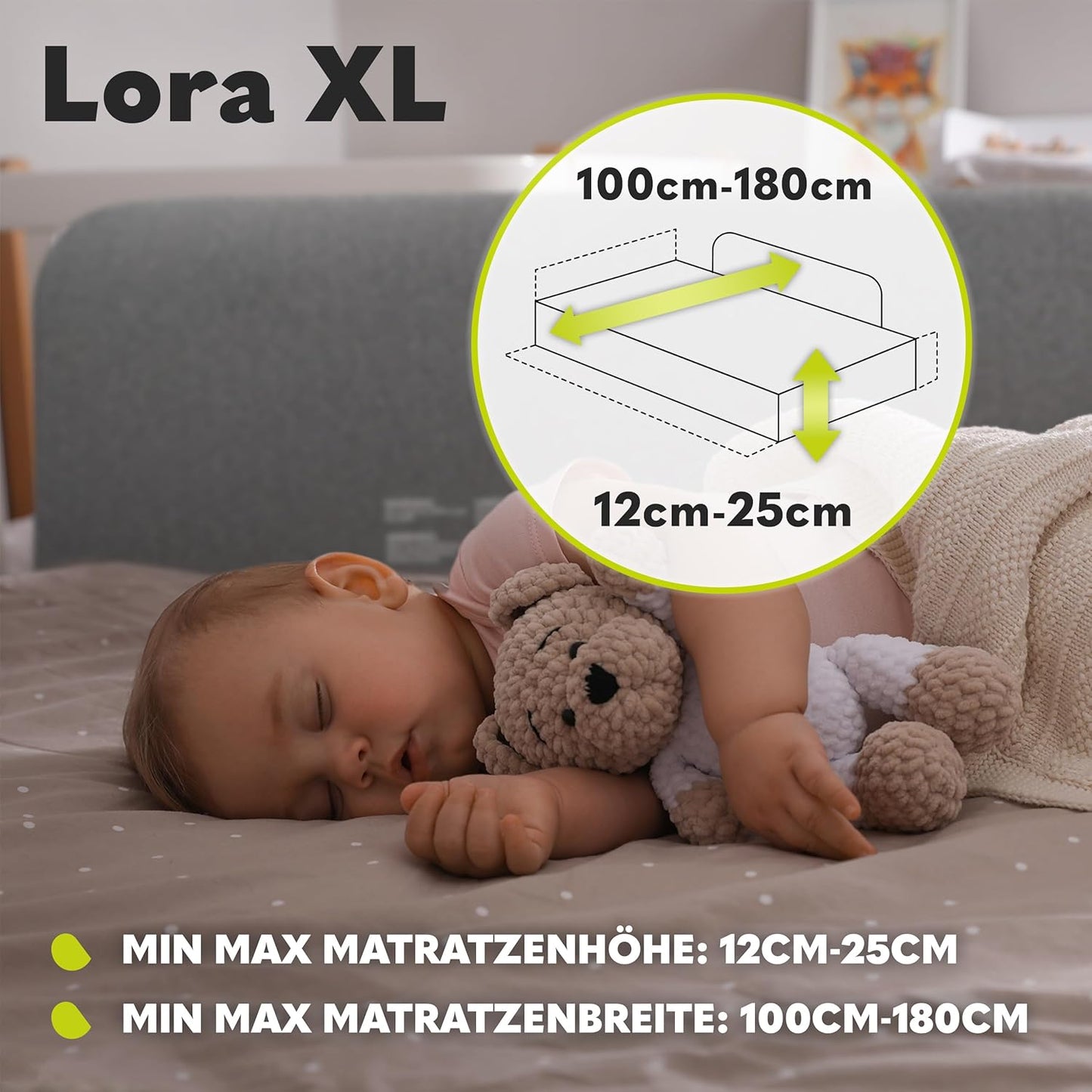 Lora Bettschutzgitter mit Neigungsverstellung, Beige X-Large