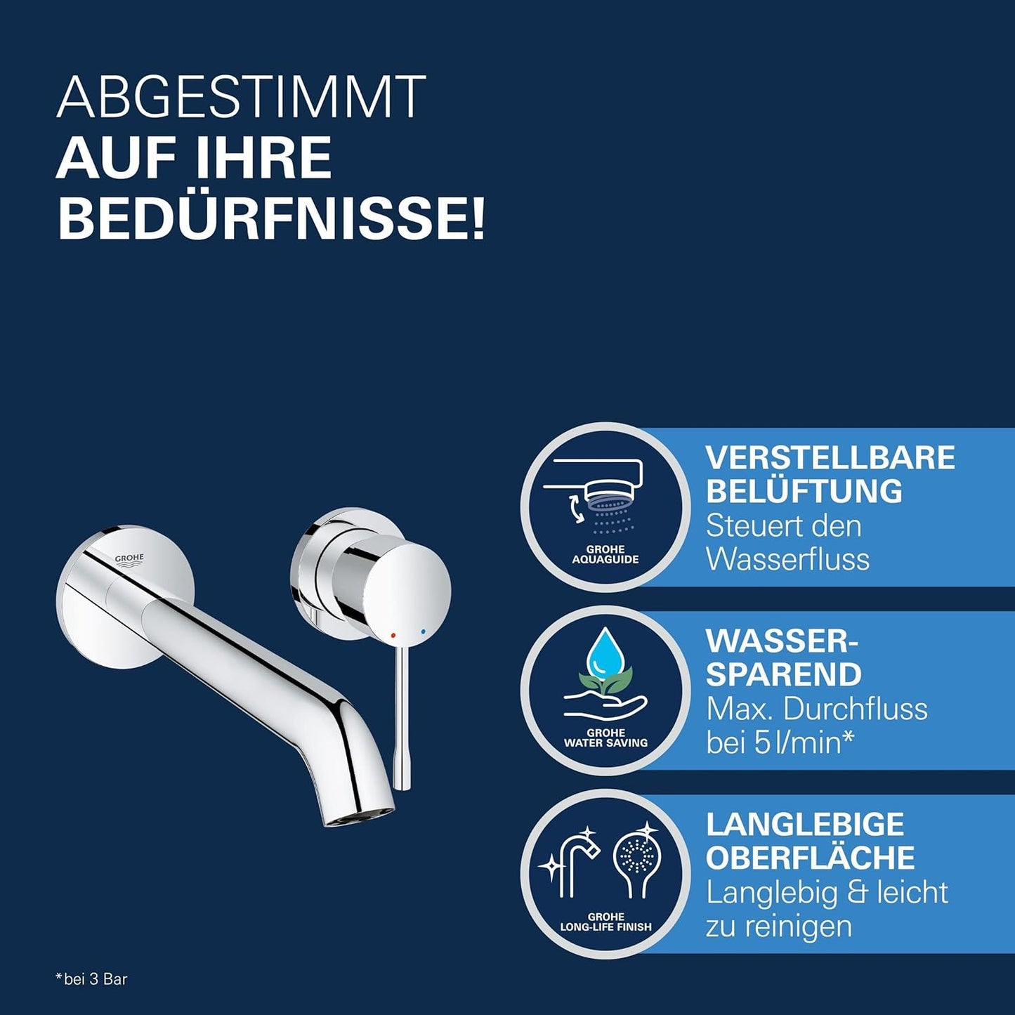 Essence Badarmatur, L 2-Loch-Waschtischarmatur Chrom