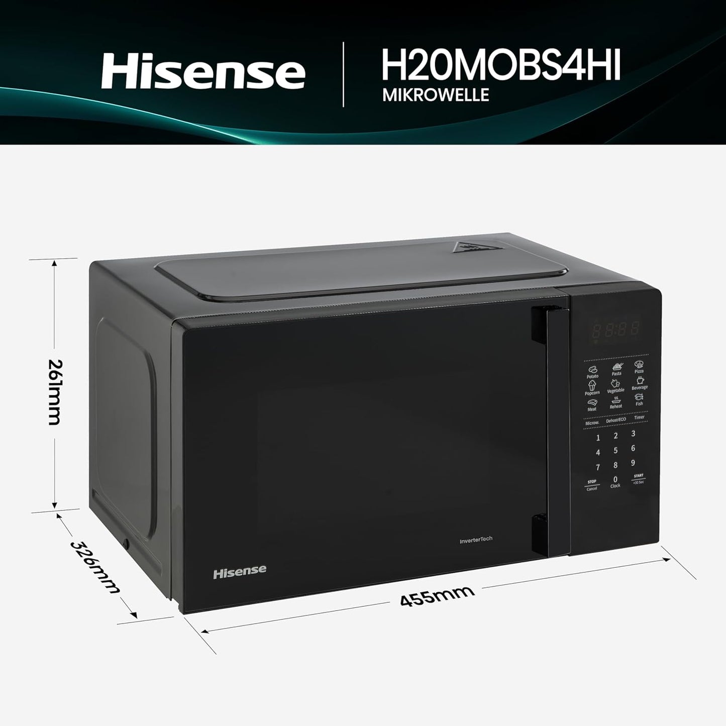 Mikrowelle H20MOBS4HI (20 L), 20 L Digitale Steuerung Mit InverterTech