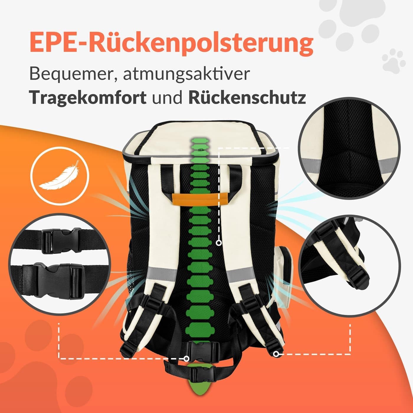 Haustierrucksack, Beige