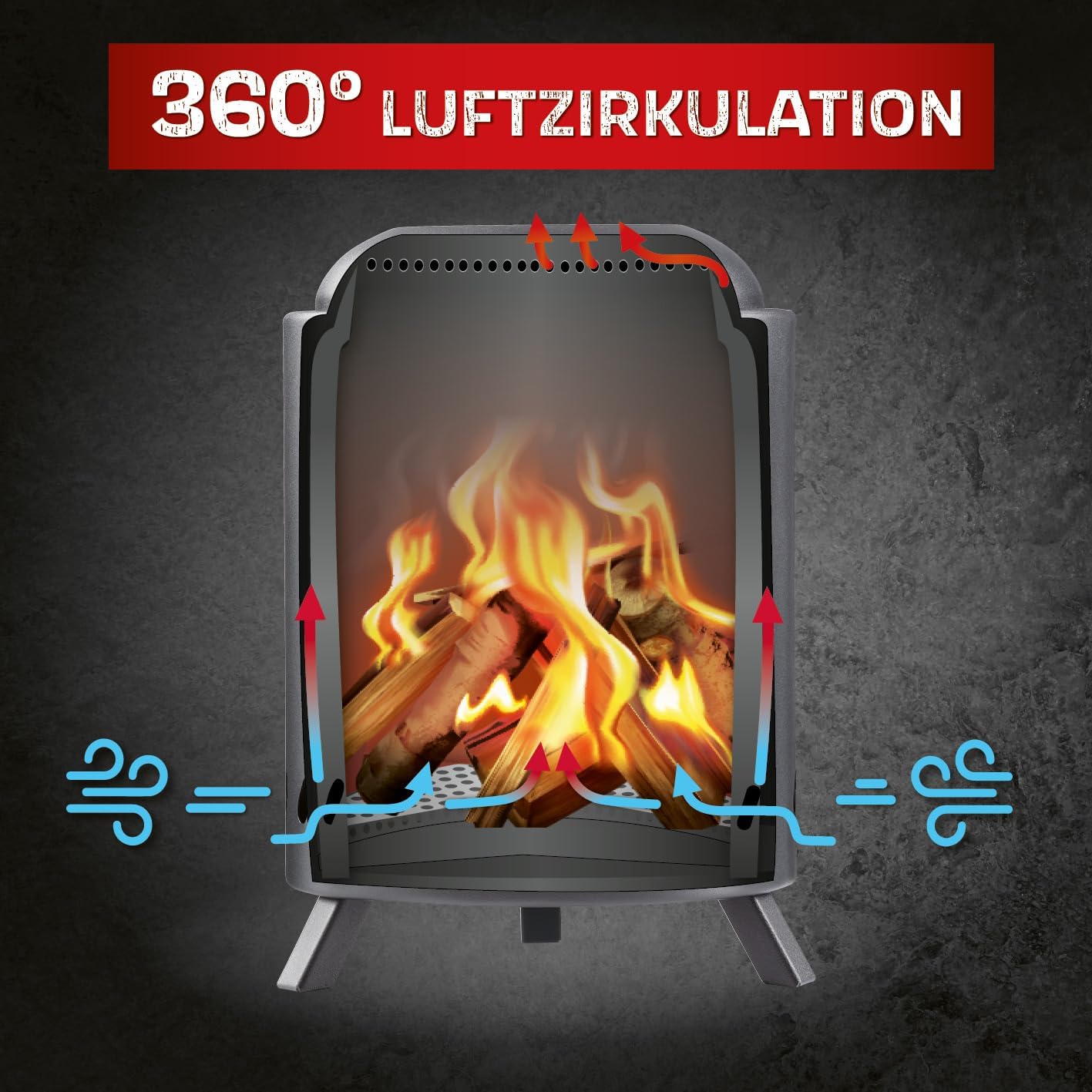 Rauchfreie Feuerschale für Garten & Camping, Höhe 26 cm