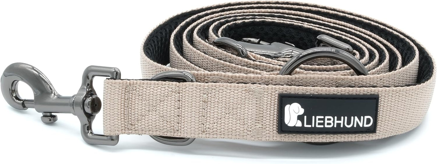 Verstellbare Hundeleine mit Mesh-Gewebe, Beige/Schwarz