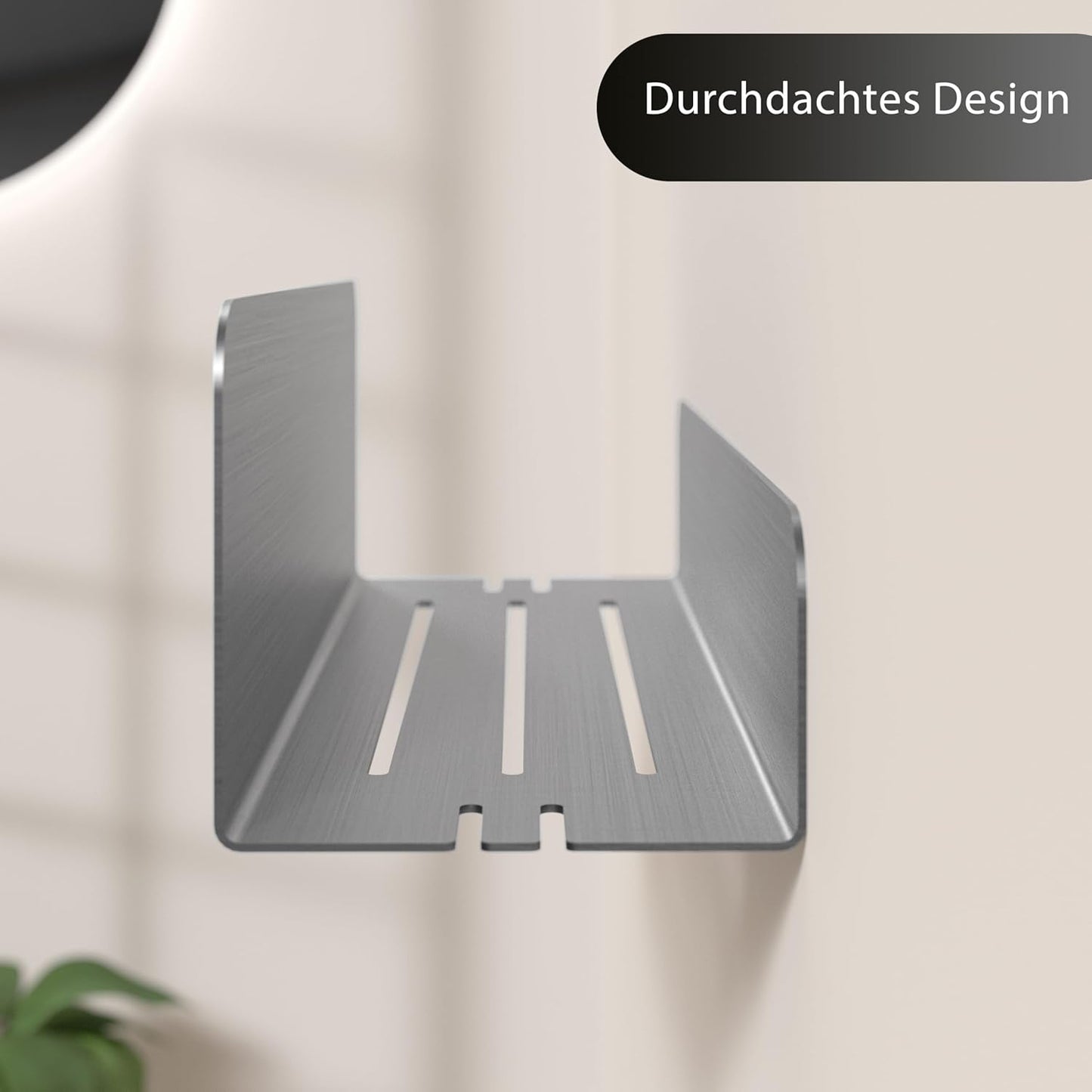 Duschablage ohne Bohren mit Ablaufrillen, Wand-Duschablage Silbergrau