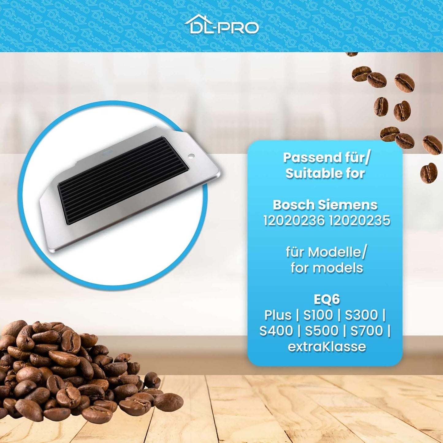 Abtropfgitter für Bosch Siemens EQ6 Plus Kaffeevollautomaten, Tropfblech mit Abtropfgitter